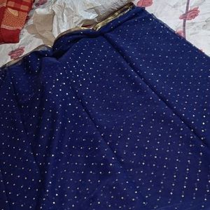 New Blue Saree With Blouse Piece