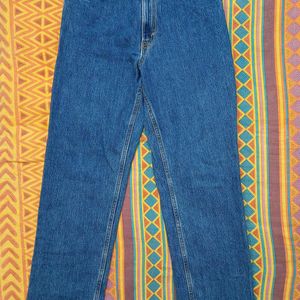 High Waist Straight Fit Blue Jeans