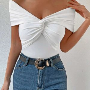 Off-Shoulder Ruched White Crop Top