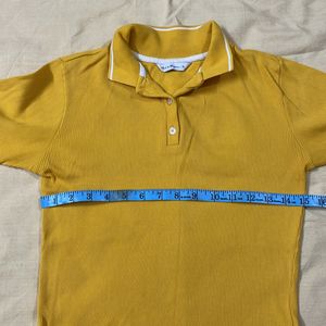 Yellow Solid Pure Cotton Polo Colar T-Shirt