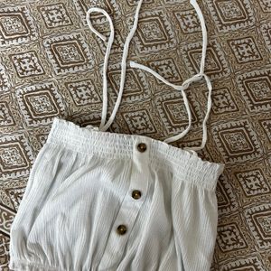 H&M White Knot Crop Top