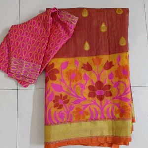 Saree With Stiched Blouse