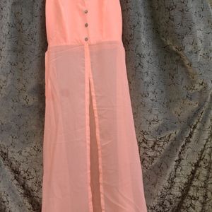 Peach Frontslit Dress