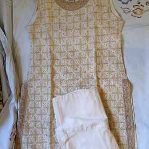 Cream Colour Kurta With Pant