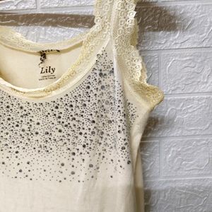 Elegant Cream Color Top with Studded Detailing