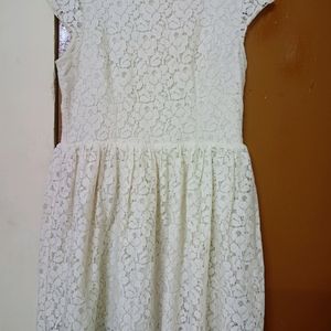 Off White Net Mini Party Dress