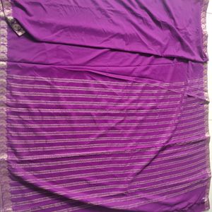 New Purple Satin Saree With Zari