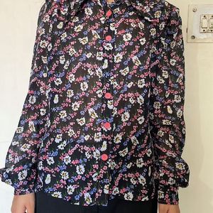 Balloon Sleeved Floral Shirt