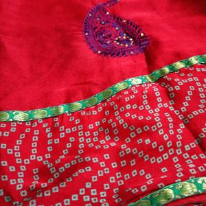 Red Chiffon Saree