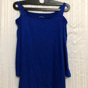 Blue Cold Shoulder Top