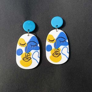 Acrylic Blue Yellow Aesthetic Earings