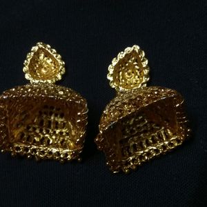 Big Golden Oxidised Jhumkas