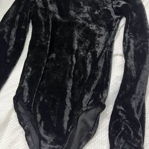 H&M Style Black Velvet Bodysuit