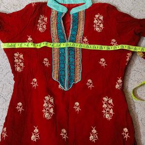 Maroon Sky Blue Kurta