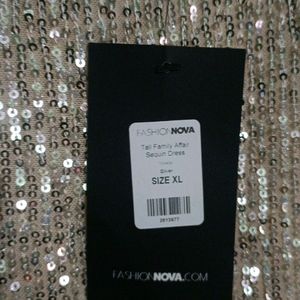 Fashion Nova Tall Family Affair Silver Sequin Gown