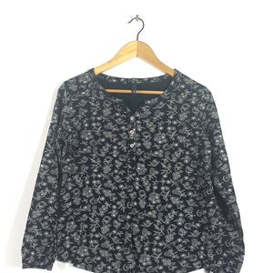 Black Printed Top Full Sleeves