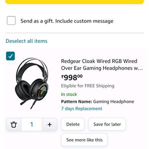 BRAND NEW READGEAR GAMING RGB HEADPHONE WITH BOX