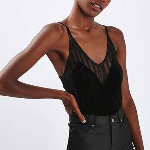 Panelled Velvet Bodysuit