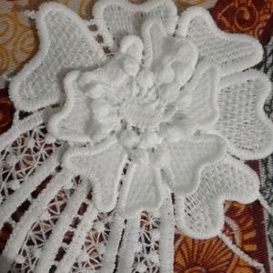 6 PC White Embroidered Flower