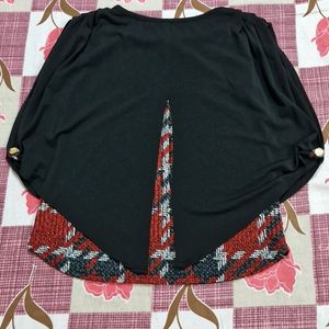 Bright Black And Red Combined Colour Top