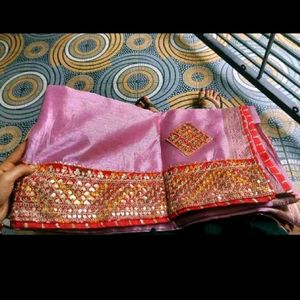 New Cotton Silk Saree With Attached Blouse Piece