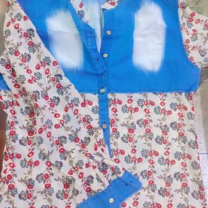 Georgette And Denim Shirt