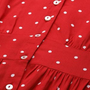 Red & White Polka Dots Print EmpireDress