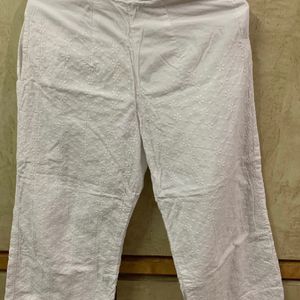 Ethnic White Embroidered Pant