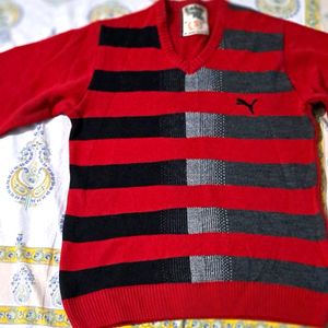 Branded red color sweater for men.