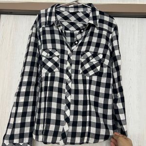 Black White Plaid Shirt Women