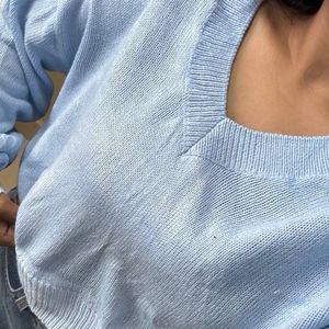 Baby Blue V Neck Pullover