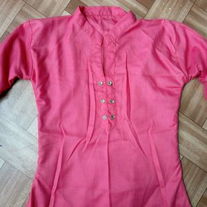 Pink A Line kurti Knee Length