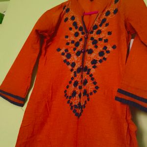 Orange Color Kurti For Sale