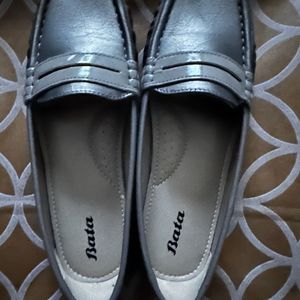 Bata Loafers (silverish Golden In Color)