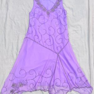 Vintage Gunnit Lavender Beaded Assymetrical Dress