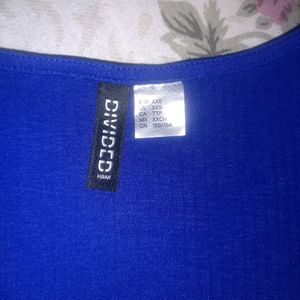 H&M Woman Blue Butterfly-detail Ribbed Top