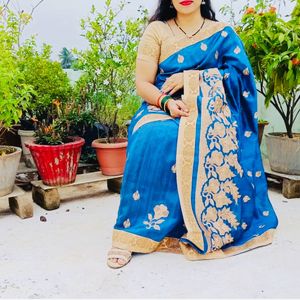 💥Price Drop Alert. Blue   Georgette Saree With Be