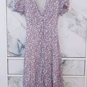 Lovely Floral Lavender  Midi Dress