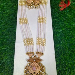 Light Peach Colour Kundan Set