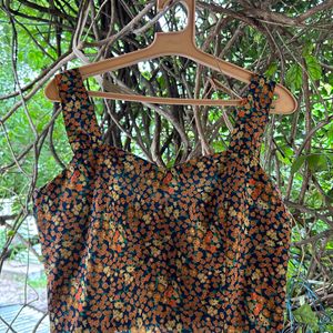 Floral Print Shoulder Straps Sleeveless Top 🧡