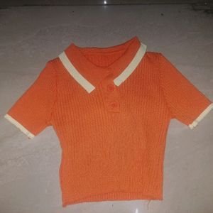 Orange Stretchable Crop Top