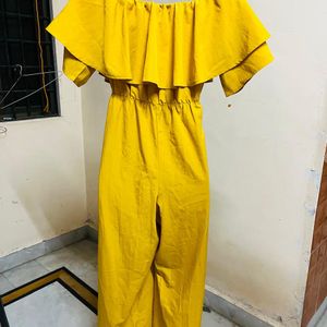 Korean Long Full Yellow Jumpsuit