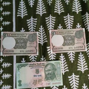 Rare 1 And 5, 20  Rupee Note