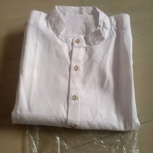 Men's White Cotton Blend Kurta