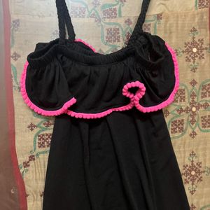 Black & Pink Midi Dress