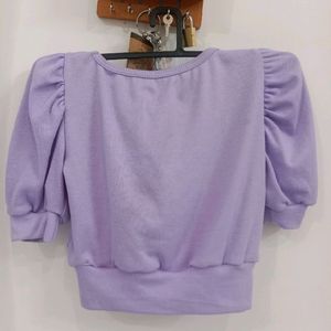 Puff Sleeves Crop Top 💜 Purple