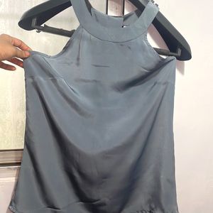 Grey HalterNeck Party Wear Top