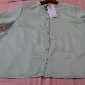 New 3xl Size Satim Green Beautiful Top