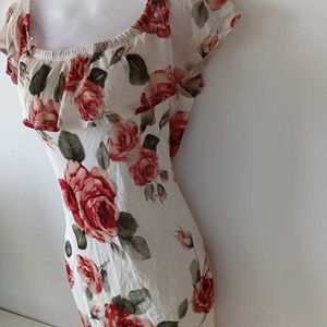 Chocolate Floral Offshoulder Dress From USA