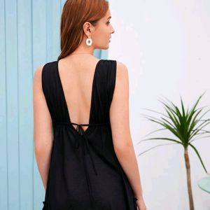 TIE BACK RUFFLE HEM DRESS